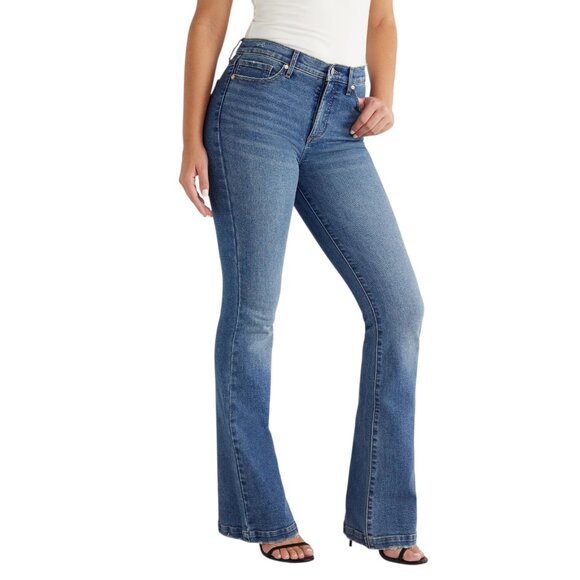 sofia by sofia vergara Denim - Sofia Vergara Jeans Flare Leg High Rise Melisa Women's Stretch Denim Button Blue